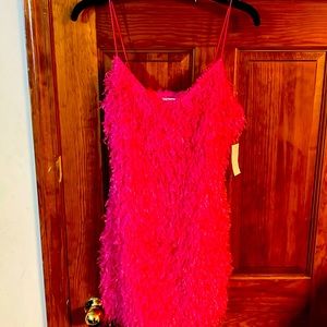 New Lilas Feather Bodycon Mini Dress L NWT Unique